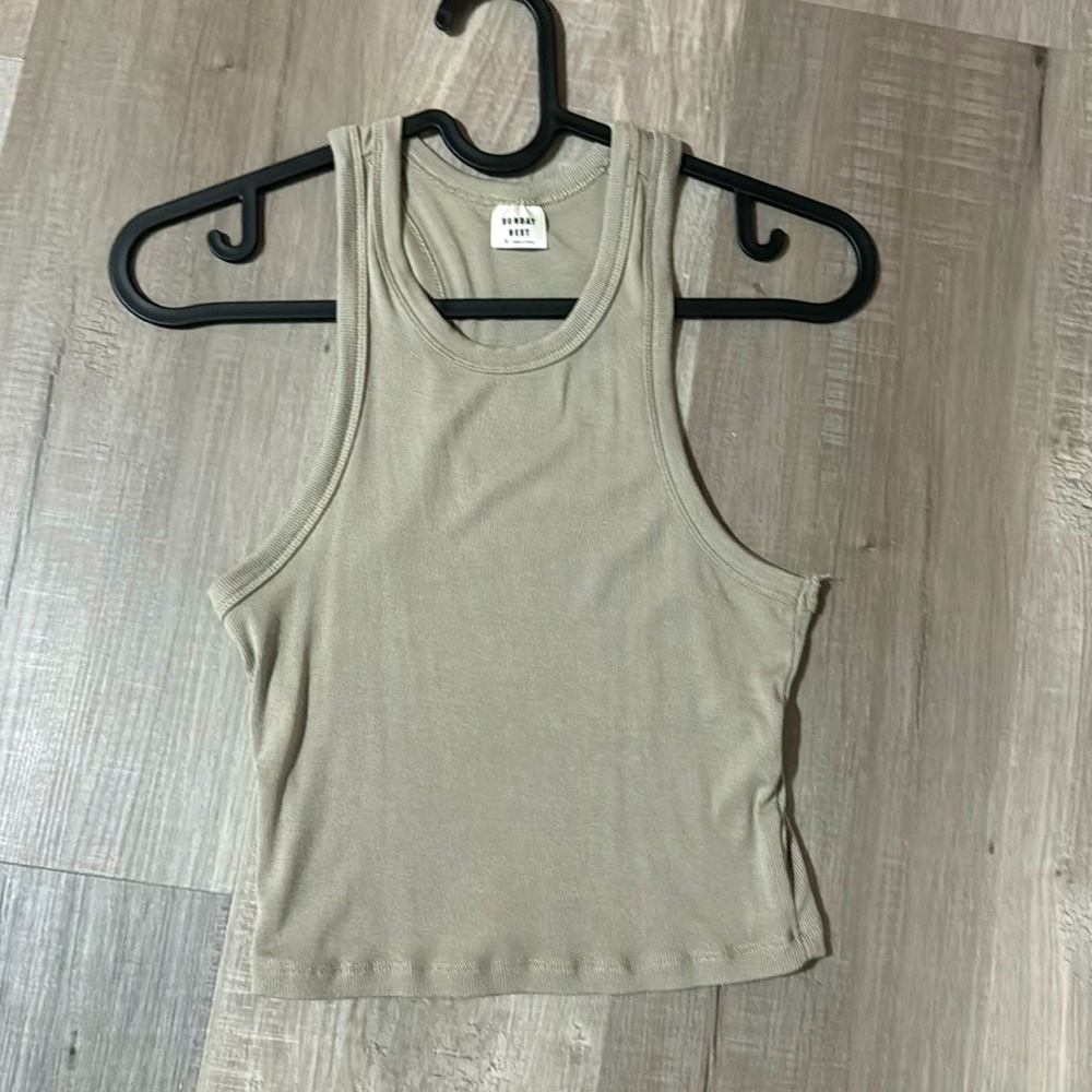 Aritzia size small Sunday best super soft tank taupe green sage color